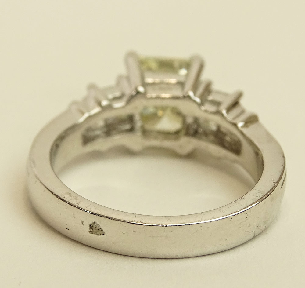 Diamond and Platinum Three Stone Engagement Ring, set in the center with an Approx. 2.01 Radiant Cut - Image 4 of 5