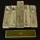 Lot of Six (6) Christofle "Marly" Silver Plate Serving Pieces. Includes: 2 pc salad set, 2 pc