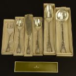 Lot of Six (6) Christofle "Marly" Silver Plate Serving Pieces. Includes: 2 pc salad set, 2 pc fish