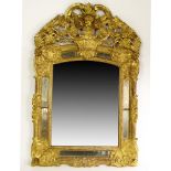 Small Italian Carved Giltwood Mirror. Unsigned. Wear, small breaks, losses. Measures 34-1/2" x