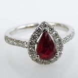 Extremely Rare GIA and AIG Certified 1.02 Carat Natural Unheated Pear Shape Ruby, .54 Carat Round