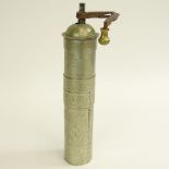 19th Century Turkish Chased Nickel Coffee Grinder. No Visible signature or markings. Antique