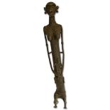 Tall Vintage African Bronze Figure Depicting a Mother and Child. Unsigned. Appears to have been