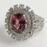 Rare GIA and AIG Certified Natural Unheated 3.44 Carat Oval Step Cut Pink Sapphire, 1.31 carat Round