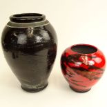 Two (2) Contemporary Rift Zone by Robert and Cathy Joiner Glazed Pottery Vases. Signed. Good