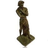 Jean-Jacques Feuchère, French (1807–1852) Bronze sculpture "Spartacus" Signed. Missing sword, brown,