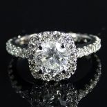 EGL and AIGL Certified 1.77 Carat Total Weight Round Brilliant Cut Diamond and 14 Karat White Gold