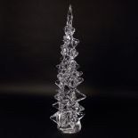 Large Daum Crystal Christmas Tree Sculpture. Signed. Small chips at base or in good condition.