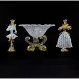 Collection of Three (3) Pieces Vintage Murano Glass. Includes a pair of male and female figurines