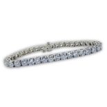 Approx. 13.77 Carat Round Brilliant Cut Diamond and 14 Karat White Gold Tennis Bracelet. Set with