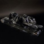 Baccarat Heritage Crystal Panther On Base. Signed. A number of small chips on base and figure. AS IS