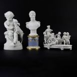 Three Antique Bisque Parian Figures. After Clodion, French (1738-1814): Bisque figurine "Bacchus