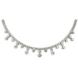 Lady's Approx. 21.50 Carat Round Brilliant Cut Diamond and Platinum Necklace. Diamonds E-F color,