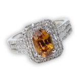 GIA and AIG Certified 1.56 Carat Natural Unheated Oval Brilliant Cut Yellowish Orange Sapphire, .
