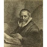 Rembrandt van Rijn, Dutch (1606-1669) Etching "Jan Cornelius Sylvius" Unsigned. Trimmed and Laid