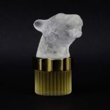 Lalique 3.3 fl. oz. Pour Homme Eau de Parfum Crystal Jaguar Head Bottle. Signed. Measures 5" H.