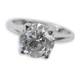 Approx. 3.0 Carat Round Brilliant Cut Diamond and 14 Karat White Gold Engagement Ring. Diamond I