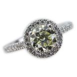 Approx. 1.56 Carat Round Brilliant Cut Diamond and 18 Karat White Gold Engagement Ring set in the