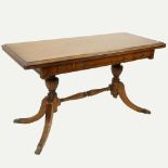 Duncan Phyfe Style Expandable Hall Table. Decorated with brass mounted claw feet, one drawer. Wear