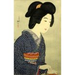 Vintage Japanese Wood Block Print "Beauty". Signed and stamped upper left. Good