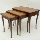 19/20th Century Marquetry Inlaid Bronze Mounted Nesting Tables. Some scratches to legs, wear to