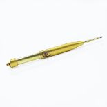 Antique 18 Karat Yellow Gold Pendant Mechanical Pencil Accented with Small Rose Cut Diamonds and