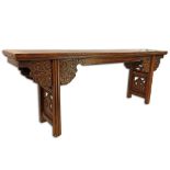 Large 19/20th Century Chinese Carved Altar Table. Unsigned. Good Condition. Measures 23-1/2" H x 91"