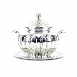 Vintage Colombian Florentina 900 Silver Tureen With Underplate. Signed 900 Florentina. Minor dings