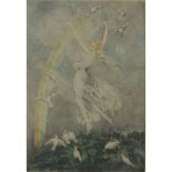 Louis Icart, French (1888-1950) Etching "Woman With Doves" Signed in pencil, embossed blindstamp