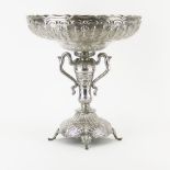 Monumental Two Piece Sterling Silver Repousse Centerpiece Compote. Signed 925 STERLING on both