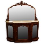 Victorian Mahogany Marble Top Mirrored Chiffonier. Unsigned. Surface wear and rubbing, minor losses.