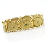 Vintage 14 Karat Yellow Gold Bracelet with small Diamond and Turquoise Accents. Unsigned. Good