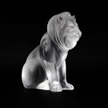 Lalique Crystal "Bamara" Lion Figure. Etched signature and original Made In France label. Small chip