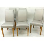 Set of Five (5) Modern Faux Leather Upholstered Dining Chairs. Unsigned. Minor spots on