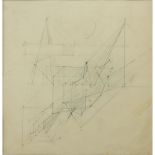 Konstantin Medunetsky, Russian (1899-1935) Pencil on paper "Constructivist Composition" Signed.