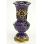 Early 20th Century Russian 88 Silver Mounted Carved Amethyst Urn with Rose Cut Diamond and