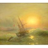 Attributed to: Ivan Konstantinovich Aivazovsky, Russian (1817-1900) Oil on Canvas, Sunset on the