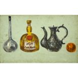 20th Century Russian Oil on Cardboard. "Still Life" Inscribed en verso in Cyrillic V. Ovchinnikov,