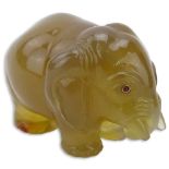 20th Century Russian Carved Carnelian Miniature Elephant Figure in fitted box signed Faberge.