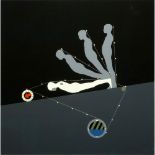 Ernest Trova, American (1927-2009) Color Silkscreen "Falling Man" on Linen Paper Signed and Dated