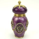 20th Century Russian 88 Gilt Silver and Enamel Covered Vase set throughout with 285 Rose Cut
