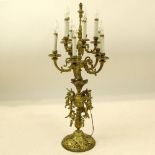 20th Century Ten (10) Light Bronze Candelabra. Unsigned. Good condition. Measures 34-1/2" H, 12-1/2"