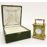 Early 20th Century Russian 88 Silver and Guilloche Enamel Miniature Carriage Clock with Rose Cut
