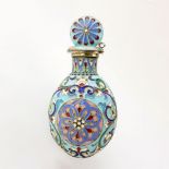 Mid 20th Century Russian 84 Silver and Cloisonne Enamel Scent Bottle. Stamped Faberge (??) and 84