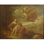 18/19th Century Old Master Oil on Canvas, Mother and Child with Angel. Unsigned. Craquelure, would