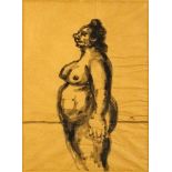 Benjamin D. Kopman (Russian American 1887-1965) Nude figure, Ink Wash Drawing on tan Onion Paper.