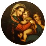 After Raphael, Italian (1483-1520) Oil on canvas laid on panel, Madonna della Sedia. Unsigned.