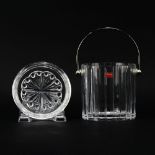 Grouping of Two (2) Baccarat Crystal Tabletop Items. Includes: Ice bucket along with small dish.