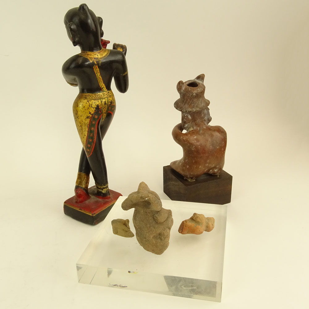 Miscellaneous Figural Lot. Includes a Tibetan stone figure, unsigned, multiple repairs "as is" - Image 9 of 14