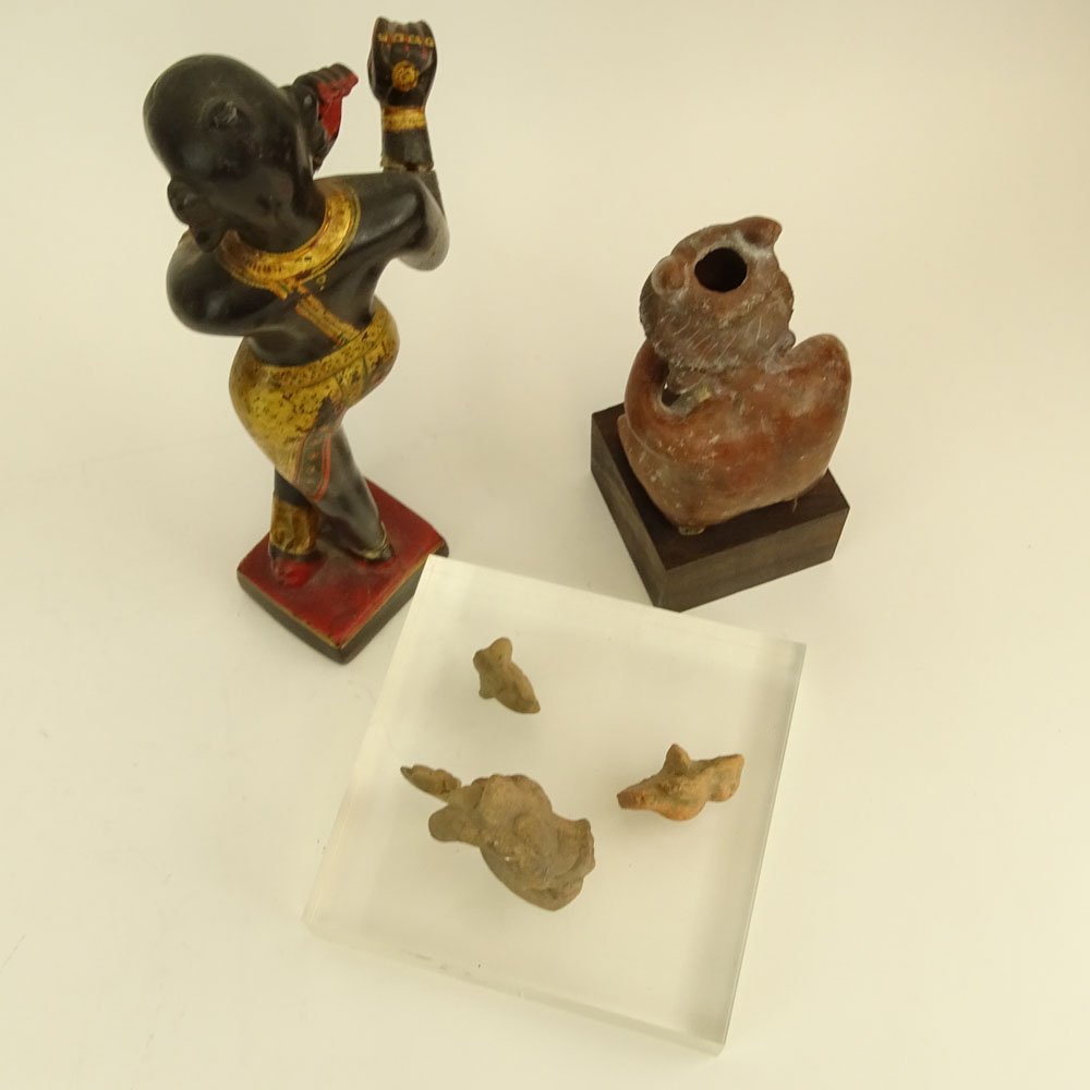 Miscellaneous Figural Lot. Includes a Tibetan stone figure, unsigned, multiple repairs "as is" - Image 11 of 14